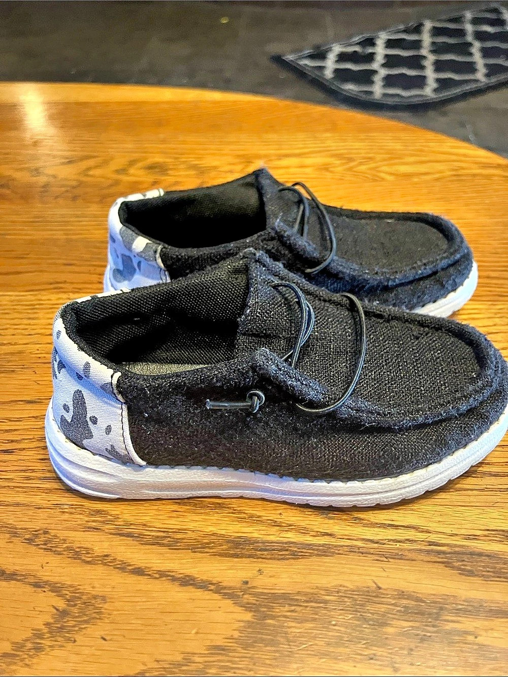 Hey Dude Wally Sox Kids Camo Sneakers in Black & White